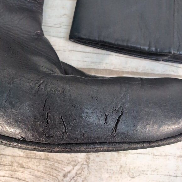 Poppy Barley Knee High Zipper Black Leather Equestrian boots Women Size 10 - Picture 4 of 12